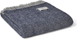 Sprei Beehive Marine Blauw met Grijs - 140x240 - Nieuw Wol - Tweedmill UK