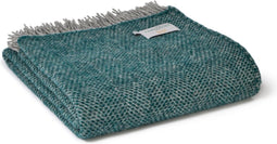 Sprei Beehive Smaragd Groen met Grijs - 140x240 - Nieuw Wol - Tweedmill UK