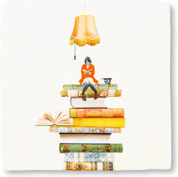 Spreuktegel | Bookworm | Boekenwurm | 10x10cm | StoryTiles