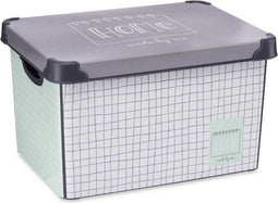 Opbergbak met Deksel Home Grijs Plastic (29 x 23,5 x 39 cm)