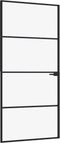 vidaXL - Binnendeur - 93x201,5 - cm - gehard - glas - en - aluminium - smal - zwart