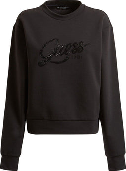 Guess Afrah CN - Dames Sweatshirt - Glitterprint - Zwart (M)