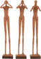 J-Line decoratie Figuur Horen/Zien/Zwijgen - polyresin - trracotta - 3 stuks