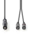Nedis COTH22200GY30 - 3,5 mm naar 2x RCA audiokabel - 300 cm - Grijs