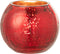 J-Line windlicht Bol Parel Effect - kaarshouder - glas - rood - small - 2 stuks