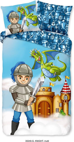 Good Morning Kinderdekbedovertrek "ridder met kasteel en draak" - Multi - (135x200 cm) - Katoen