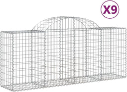 vidaXL - Schanskorven - 9 - st - gewelfd - 200x50x80/100 - cm - gegalvaniseerd - ijzer