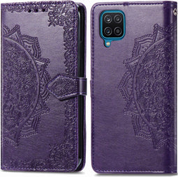 iMoshion Hoesje Geschikt voor Samsung Galaxy A12 Hoesje Met Pasjeshouder - iMoshion Mandala Bookcase - Paars