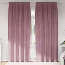 vidaXL - Zwarte - Gordijnen - met - Bovenband - 2 - stuks - Donkerroze - Velours