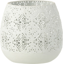 J-Line karshouder - theelichthouder Oosters - metaal/glas - wit - large