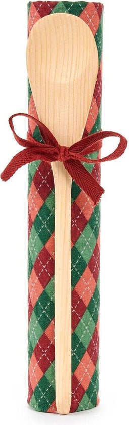 Theedoek met pollepel cadeau set - kerst - nuvole di stoffa Ruit groen rood roze