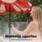 Mica Decorations Kim Gestreepte Parasol met Draagtas - Stokparasol 238 x 235 cm - Tuin of Balkonparasol - Polyester, Staal - Rood