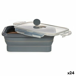 Rechthoekige lunchbox met deksel Kinvara CH19130-2 Grijs Siliconen 800 ml 12,5 x 3 x 18,5 cm (24...