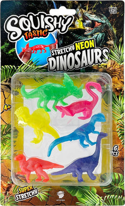 Squishy Tastic Super Stretch Neon Dino's, 6dlg.