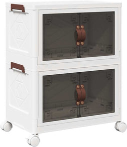 vidaXL - Opbergbox - stapelbaar - met - wielen - 2-laags - 28 - L - 48,5x29,5x59,5 - cm