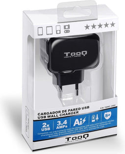 TooQ TQWC-1S02 - Netwerkoplader - 2x USB 5V 3.4A 17W - Zwart