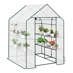 WOLTU tomatenkas - foliekas met 3 schappen - wit - 143 x 143 x 195 cm