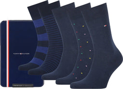 Tommy Hilfiger 5P TIN GIFTBOX STRIPE AND DOT - Sokken Gift Set - Navy