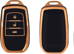 Autosleutel hoesje - TPU Sleutelhoesje - Sleutelcover - Autosleutelhoes - Geschikt voor Toyota - goud - A3 - Toyota C-HR, Toyota Corolla, Toyota Rav, Toyota Rav4, Toyota Yaris, Toyota Aygo, Toyota Camry, Toyota Land Cruiser, Toyota Proace, Toyota Pr