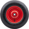 Sr wiel 16x4 400x8 met rode stalen velg compleet met as