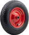 Sr wiel 16x4 400x8 met rode stalen velg compleet met as