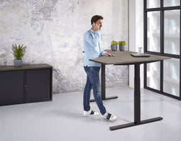 Elektrische zit-sta hoek wingbureau Teez breed 160CM diep 120CM bladkleur Ahorn framekleur Wit (RAL9010) wingzijde Rechts