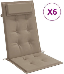 vidaXL - Stoelkussens - 6 - st - hoge - rug - oxford - stof - taupe