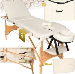 tectake® Draagbare Massagetafel - 3 Zones - Opvouwbaar - Beige