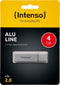 Intenso Alu Line - USB-stick 4GB USB 2.0 - Lezen 28MB/s Schrijven 6,5MB/s - Zilver