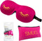 SMUG 3D Slaapmasker met Roze Oordopjes en Opbergzakje - 100% Verduisterend - Ergonomisch Oogmasker - Wink Print, Fel Roze