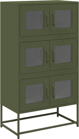 vidaXL - Hoge - kast - 68x39x123 - cm - staal - olijfgroen