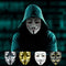 Feest - Gezichtsmasker - Eindexamenfeest - Anonymous masker - 4Pack Wit/Zwart/Grijs/Goud
