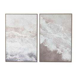 Schilderij Home ESPRIT Wit Beige Purpurine Mediterrane 60 x 3 x 90 cm (2 Stuks)
