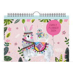 Lannoo Graphics - Family Calender - Familie kalender - 2024 - PAPER SALADE - Lama's - 4 Talig - 310 x 220 mm