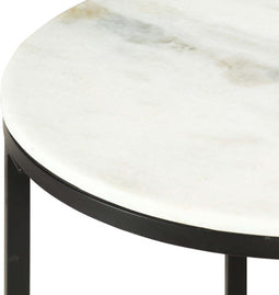 vidaXL - Salontafel - Ø65 - cm - echt - massief - marmer - wit - en - zwart