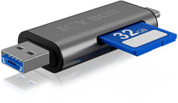 Icy Box IB-CR200-C - Geheugenkaartlezer - 2x sleuven microSD/SD - Grijs