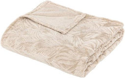 Atmosphera Plaid - Beige - Fleece-plaid met palmblad patroon - Deken - 180x230cm