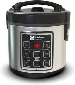 KitchenLove Rijstkoker - 1.8L - Multicooker met Stomer en Slowcooker - Zwart RVS