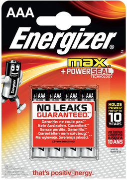 Energizer Max AAA - Alkaline batterij - Langdurige prestaties - (4 stuks)