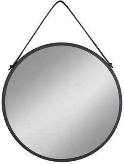 House Nordic - Trapani spiegel met kunstleren band zwart 38cm