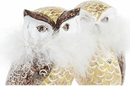 Kerstversiering DKD Home Decor Uil Hars (7,5 x 7,5 x 14 cm) (2 Stuks)