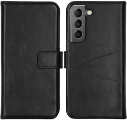 Selencia Galaxy S22 - Echt Lederen Bookcase - 3 Pashouders - Zwart