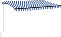 vidaXL - Luifel - automatisch - met - LED - en - windsensor - 400x300cm - blauw - en - wit