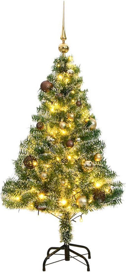 vidaXL - Kunstkerstboom - met - 150 - LED's - kerstballen - en - sneeuw - 120 - cm