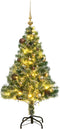 vidaXL - Kunstkerstboom - met - 150 - LED's - kerstballen - en - sneeuw - 120 - cm