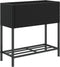 vidaXL - Plantenbakken - met - schap - 2 - st - 70x28x70 - poly - rattan - zwart