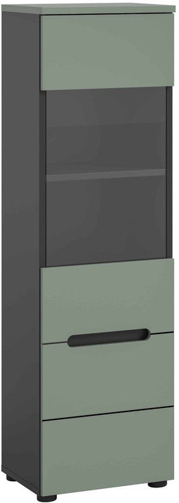 Furnilux Canu - Vitrinekast deels open - 33x36x125cm - Smoke Green