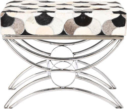 Kruk DKD Home Decor 53 x 40 x 43 cm Zilverkleurig Zwart Staal Wit