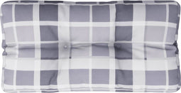 vidaXL - Palletkussen - 70x40x12 - cm - stof - ruitpatroon - grijs