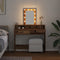 vidaXL - Kaptafel - met - LED - Verlichting - - - Vintage - Hout, - 100x41x140 - cm